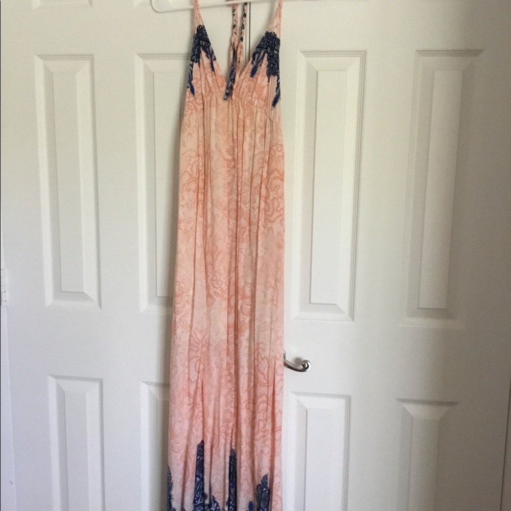 Peach and blue backless dress w/ braided straps💕